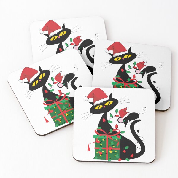 Item preview, Santa Black Cat in Tangled Lights designed and sold by Natureclectic.