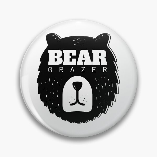 Item preview, Bear grazer. Simple black head and white text designed and sold by DragonflyLP.