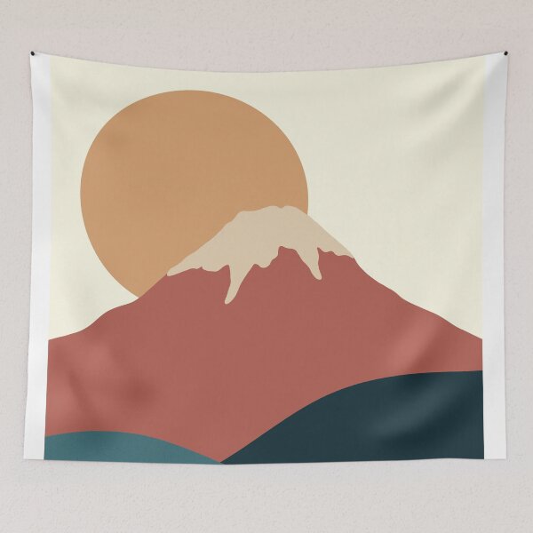Item preview, Mount Fuji Japan Art with Neutral Colors Sunset designed and sold by Anton Repetto.