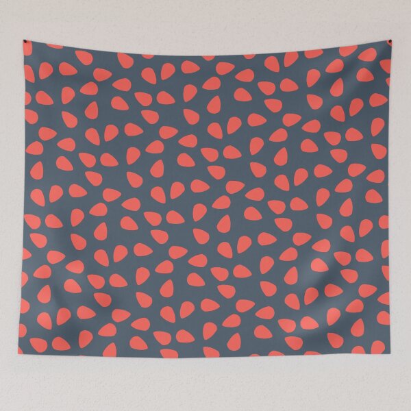 Item preview, Charcoal Navy Red Tear-Like Flame-Shaped Leaf Abstract Leaves Petals Geometric Modern Pop Art Elements Pattern designed and sold by PenguinForests.