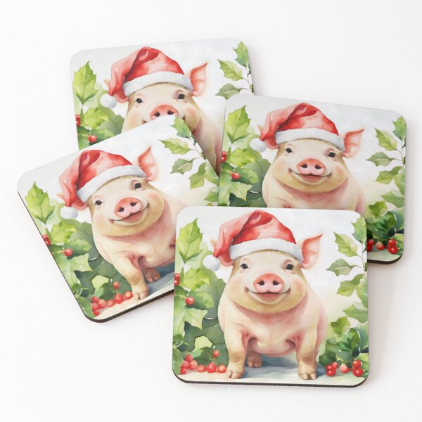 Item preview, Christmas Pig Watercolour designed and sold by NikkiBear67.