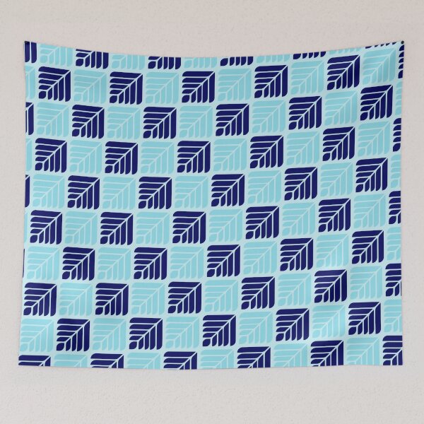 Item preview, Ice Blue Soft Sky Deep Blue Rectangles Leaf-Like Petals Abstract Geometric Contemporary Pattern designed and sold by PenguinForests.
