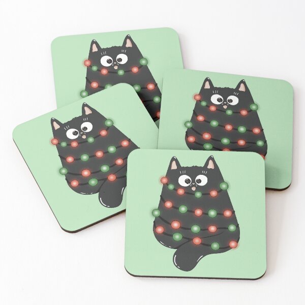 Item preview, Christmas Lights Cat Print designed and sold by Julia Sol.