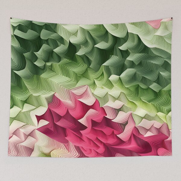 Item preview, Pink Peaks Amidst Green Folds designed and sold by VectorPlace.