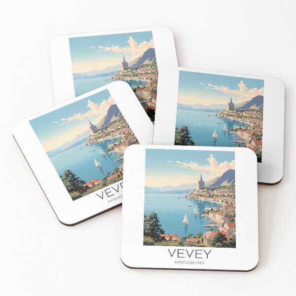 Item preview, A Pop Art Travel Print of Vevey - Switzerland  designed and sold by StudioRedKoala.