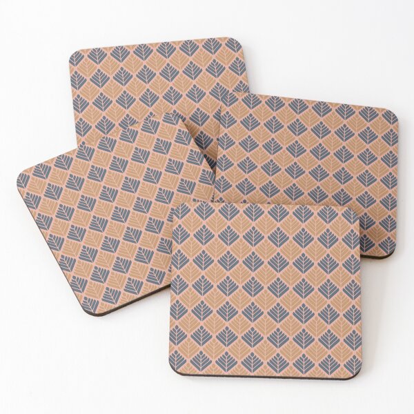 Item preview, Burnt Orange Navy Blue Leaf-like Diamond Symmetrical Tile Trendy Mid-Century Modern Echo Pattern designed and sold by PenguinForests.