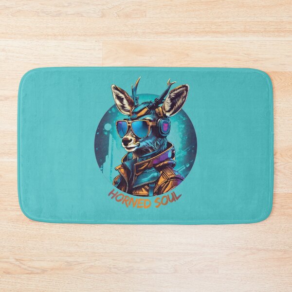 Item preview, Deer in sunglasses on a blue neon background designed and sold by HarridanCreates.