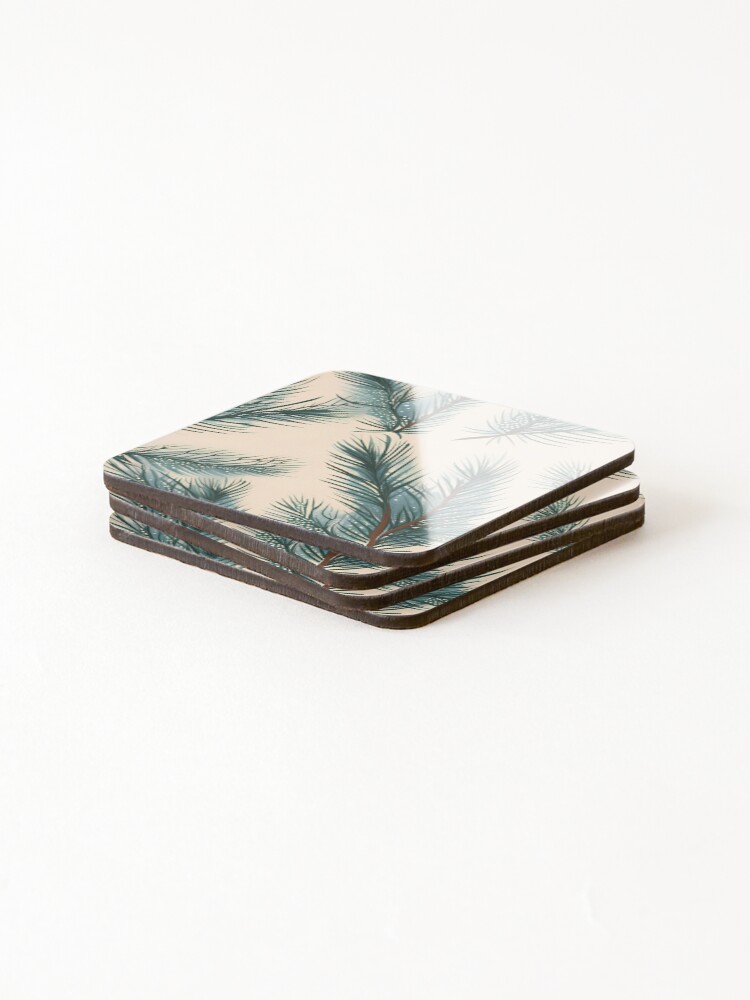Thumbnail 4 of 5, Coasters (Set of 4), Winter Pattern Design: Fir Branch Pattern designed and sold by DesignscapeWCF.