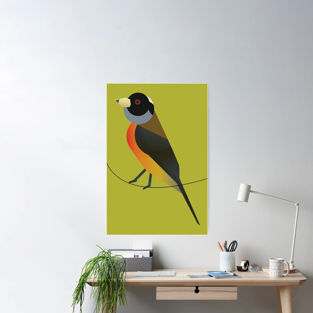 Bird On A Wheel Green Square Canvas Wall Art