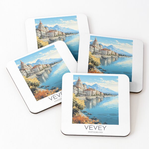 Item preview, A Pop Art Travel Print of Vevey - Switzerland  designed and sold by StudioRedKoala.