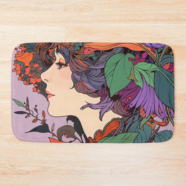 Item preview, Colorful woman portrait, flowers and leaves designed and sold by etherElric.