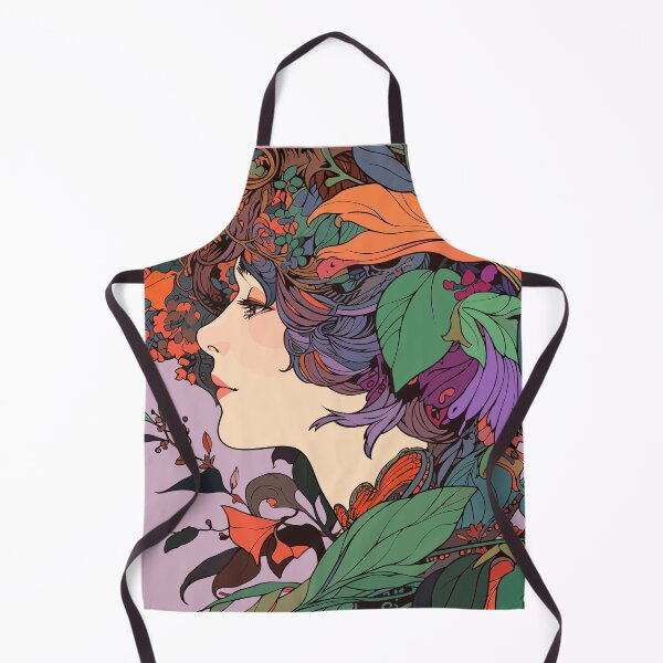 Item preview, Colorful woman portrait, flowers and leaves designed and sold by etherElric.