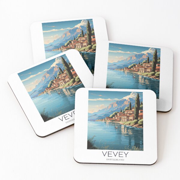 Item preview, A Pop Art Travel Print of Vevey - Switzerland  designed and sold by StudioRedKoala.