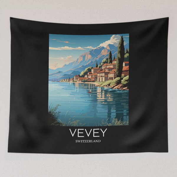 Item preview, A Pop Art Travel Print of Vevey - Switzerland  designed and sold by StudioRedKoala.