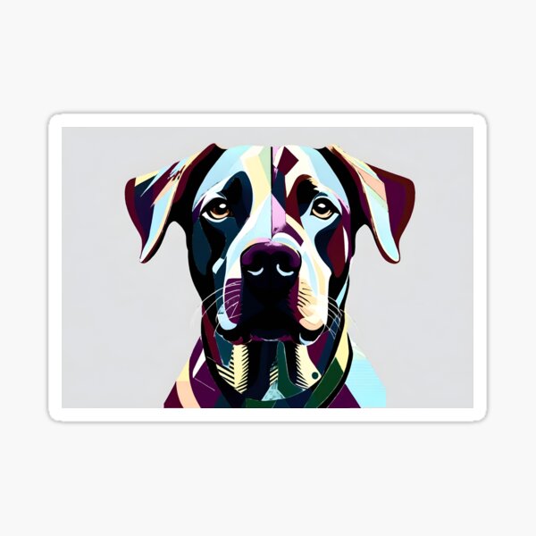 Dog, pop art, retro. Blue, burgundy, Sticker