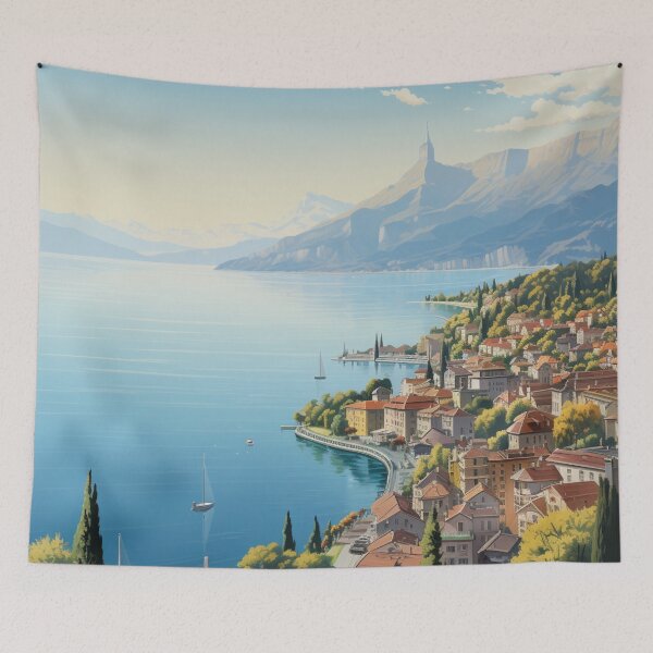 Item preview, A Pop Art Travel Print of Vevey - Switzerland  designed and sold by StudioRedKoala.