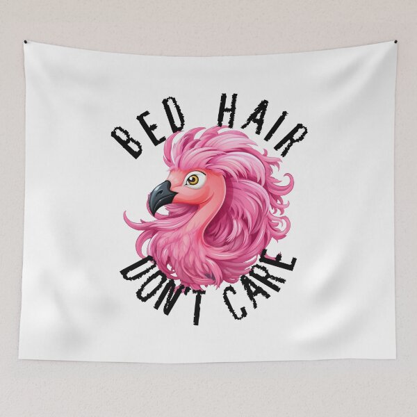 Item preview, Bed Hair Don't Care - Pink Flamingo (Black Lettering) designed and sold by VelvetRoom.