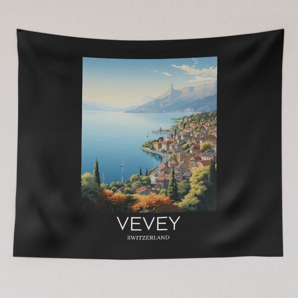 Item preview, A Pop Art Travel Print of Vevey - Switzerland  designed and sold by StudioRedKoala.