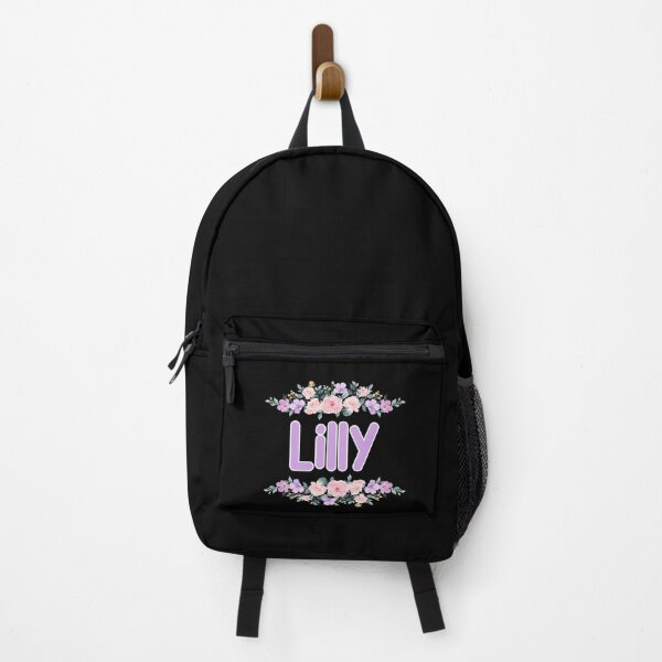 Item preview, Purple Flower Lilly Name Label (Black) designed and sold by NormadWorld.