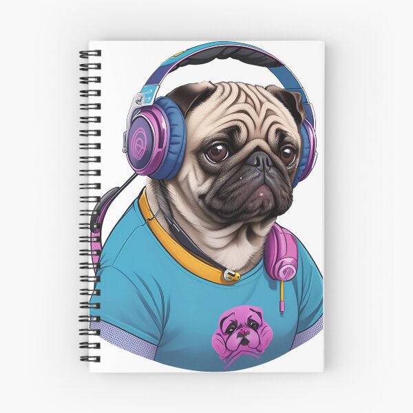 Item preview, Pug con auriculares: estilo años 80. designed and sold by WildPugShop.