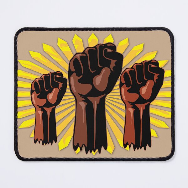 Item preview,  Black Power Raised Fists Symbols Slogan on Abstract yellow sun designed and sold by BluedarkArt.