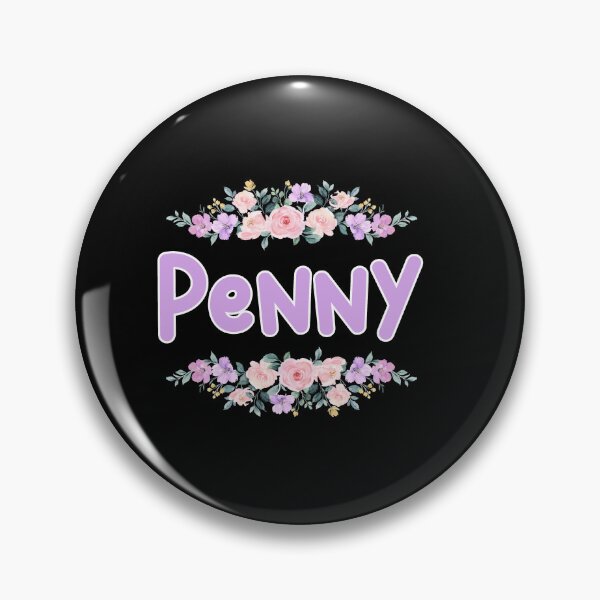 Artikelvorschau, Lila Blumen-Penny-Namensschild (schwarz) entworfen und verkauft von NormadWorld.