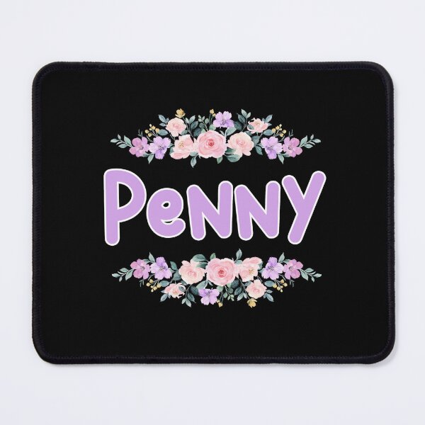 Item preview, Purple Flower Penny Name Label (Black) designed and sold by NormadWorld.