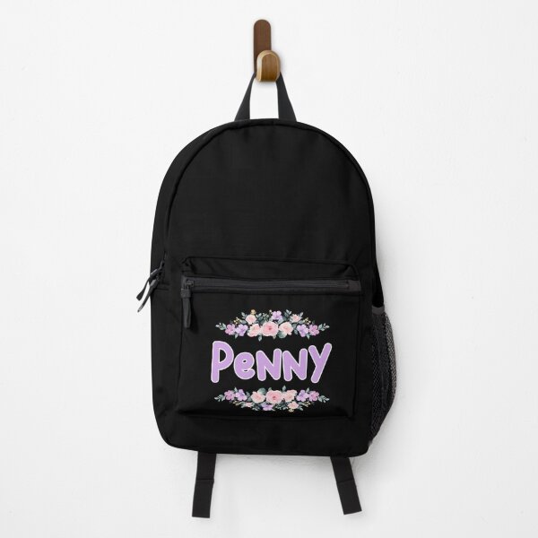 Item preview, Purple Flower Penny Name Label (Black) designed and sold by NormadWorld.