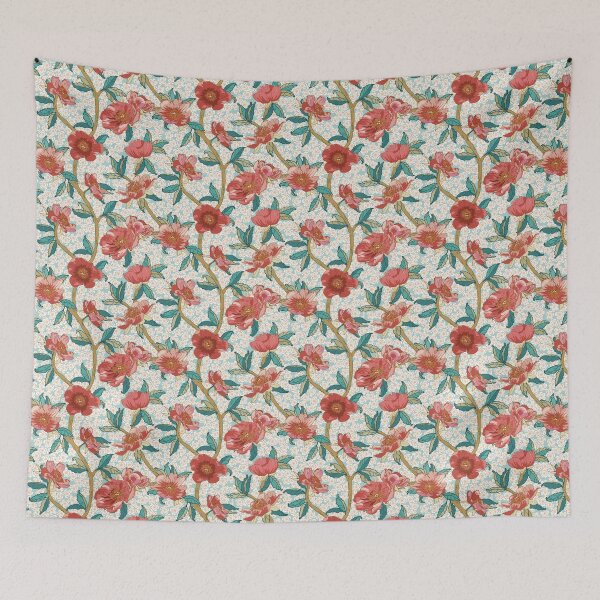 Item preview, Boho Trailing Floral in red designed and sold by Anne-Leue.
