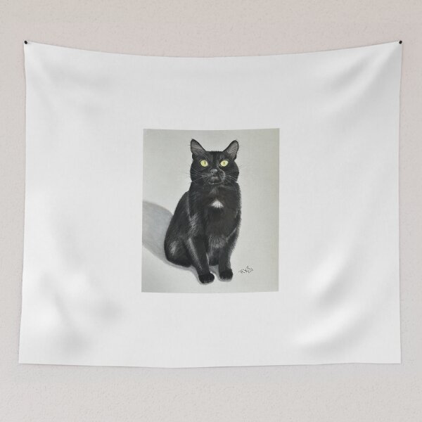 Item preview, Copie de Black cat yellow eyes original pastel drawing designed and sold by ROXANEDS.