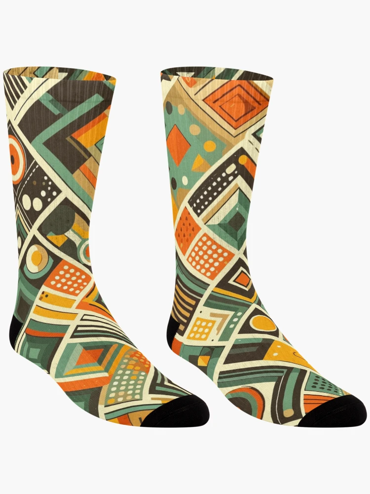 Thumbnail 3 of 5, Socks, Colorful Retro Abstract Pattern  designed and sold by GraphicsClub.