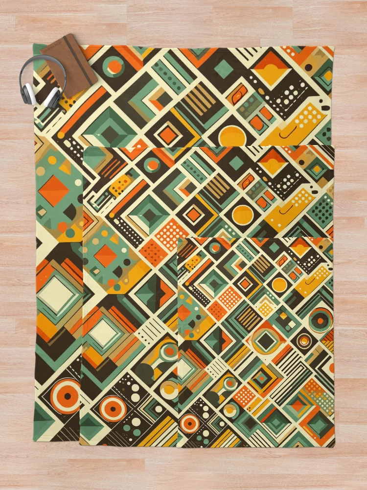 Thumbnail 5 of 6, Throw Blanket, Colorful Retro Abstract Pattern designed and sold by GraphicsClub.
