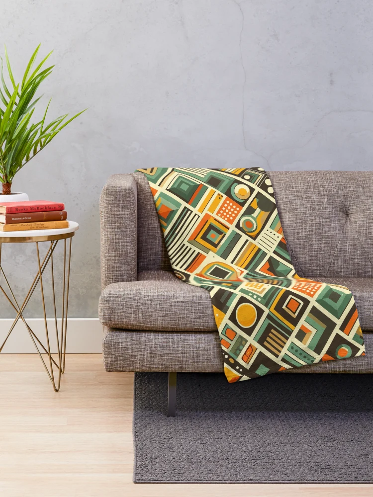Thumbnail 2 of 6, Throw Blanket, Colorful Retro Abstract Pattern designed and sold by GraphicsClub.