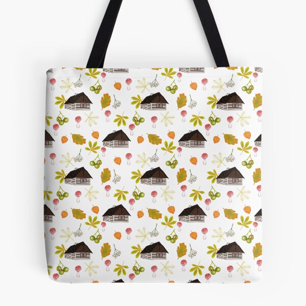 Item preview, Czech cottage life, white, nature pattern designed and sold by Naty Design Prague.