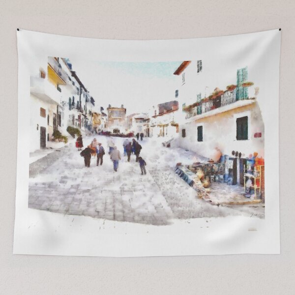 Item preview, San Felice Circeo foreshortening street with people designed and sold by Giuseppe Cocco.