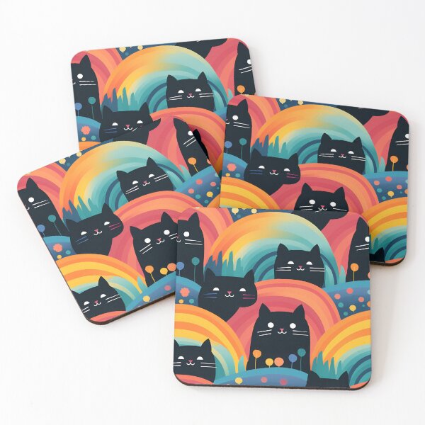 Item preview, Ultra Cute Black Cats along the Rainbow designed and sold by Sp3ctrumOfColor.