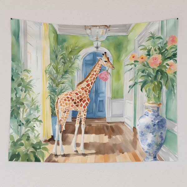 Item preview, Tasty roses, whimsical giraffe painting designed and sold by SophieClimaArt.