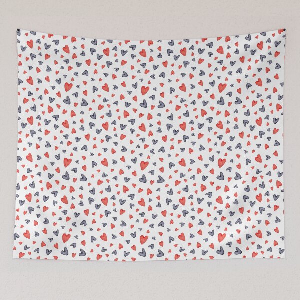 Item preview, Watercolor red and gray scattered hearts designed and sold by Olena Kovalova Design.