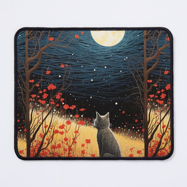 Item preview, Night Cat Among the Poppies designed and sold by 3po3.