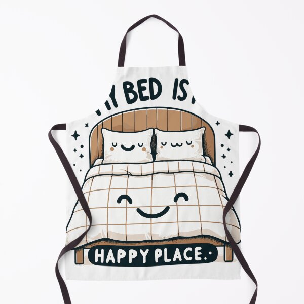 Item preview, "My bed is my happy place" - Cozy bed with smiling pillow designed and sold by LongIslandDesgn.