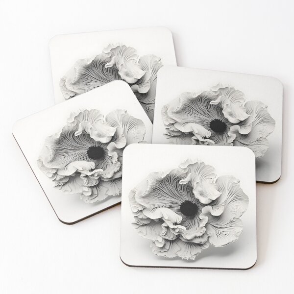 Item preview, Black and white abstract coral anemone designed and sold by dcrc.