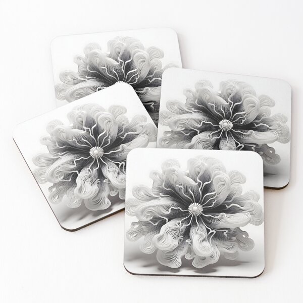 Item preview, black and white abstract coral anemone designed and sold by dcrc.