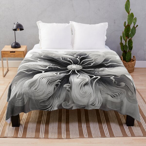 Item preview, black and white abstract coral anemone designed and sold by dcrc.