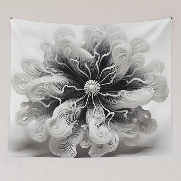 Item preview, black and white abstract coral anemone designed and sold by dcrc.