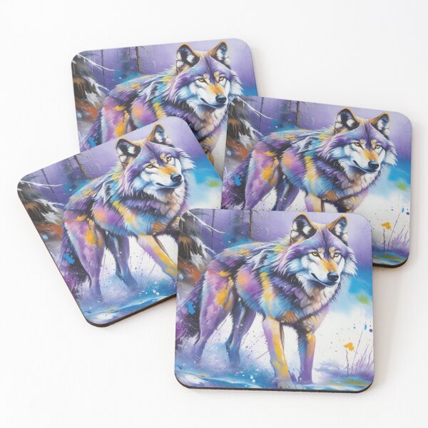 Item preview, Wolf Picture with Splash Paint in the Snow designed and sold by Wolfheartart.