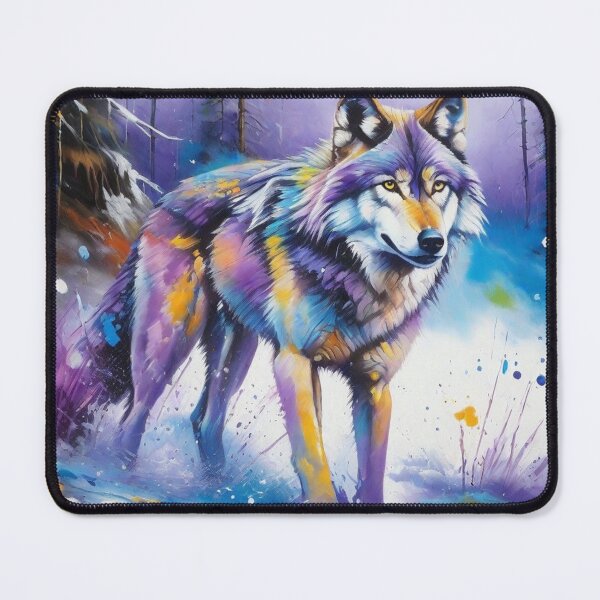 Item preview, Wolf Picture with Splash Paint in the Snow designed and sold by Wolfheartart.