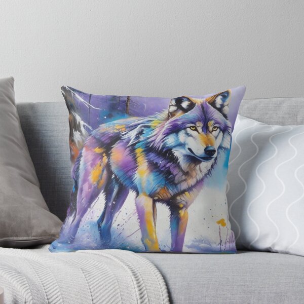 Item preview, Wolf Picture with Splash Paint in the Snow designed and sold by Wolfheartart.