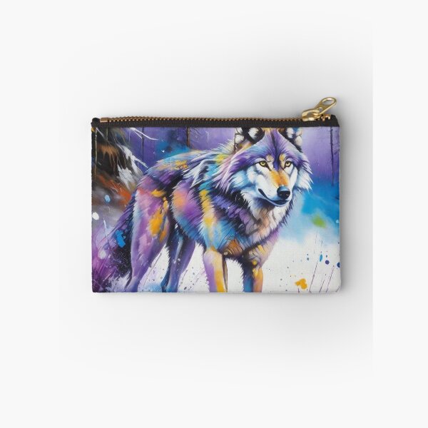 Item preview, Wolf Picture with Splash Paint in the Snow designed and sold by Wolfheartart.