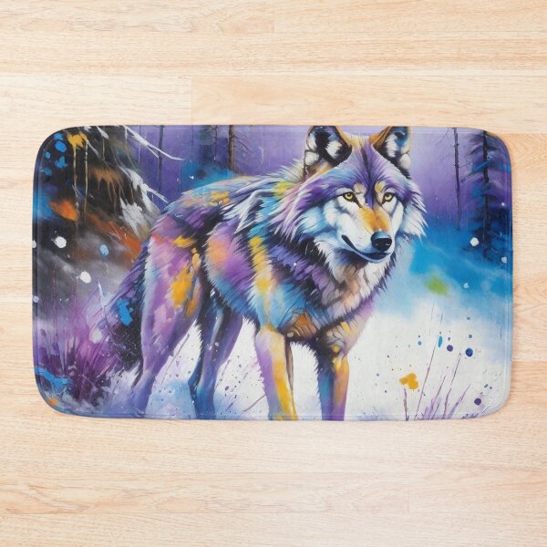 Item preview, Wolf Picture with Splash Paint in the Snow designed and sold by Wolfheartart.