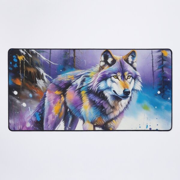Item preview, Wolf Picture with Splash Paint in the Snow designed and sold by Wolfheartart.